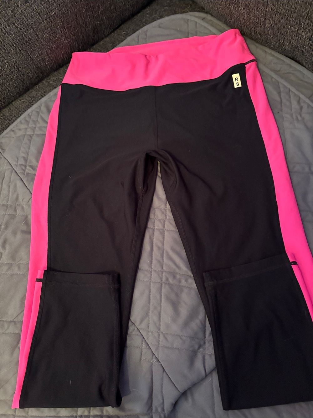 Black and Hot Pink Capri Leggings with Side Panels